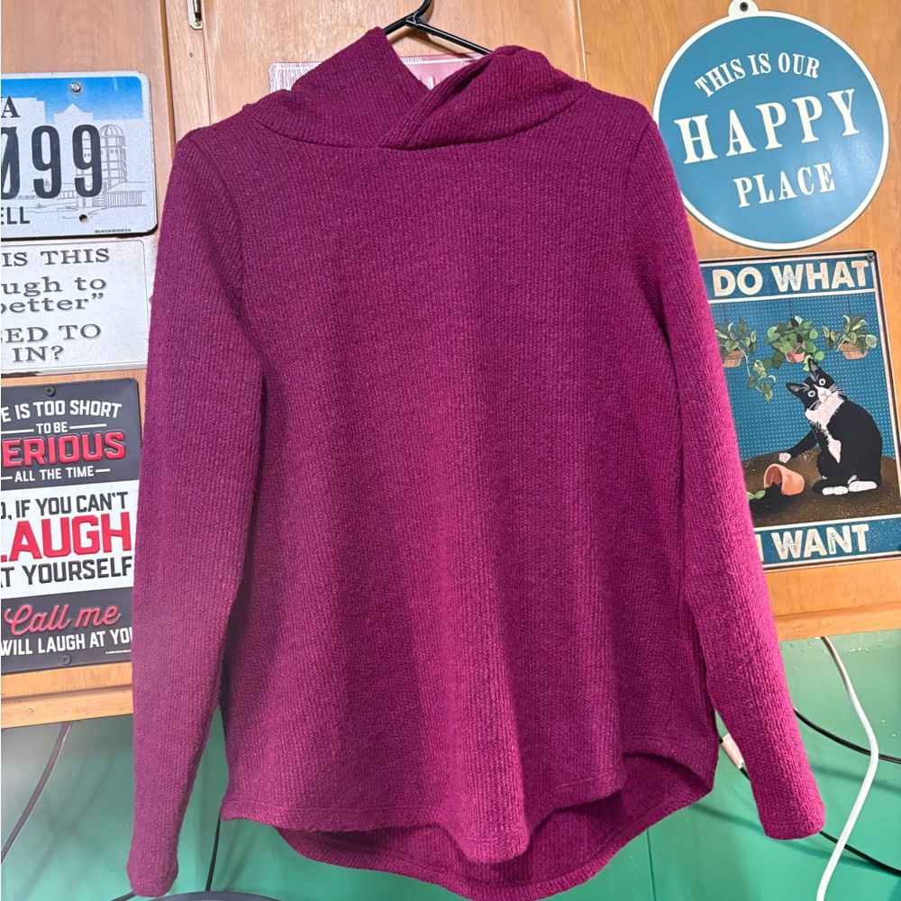 LOFT Women's Vibrant Purple Cowl Neck Sweater